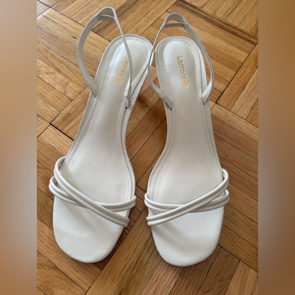Larroude Mini Annie Sandal Ivory Leather NEW